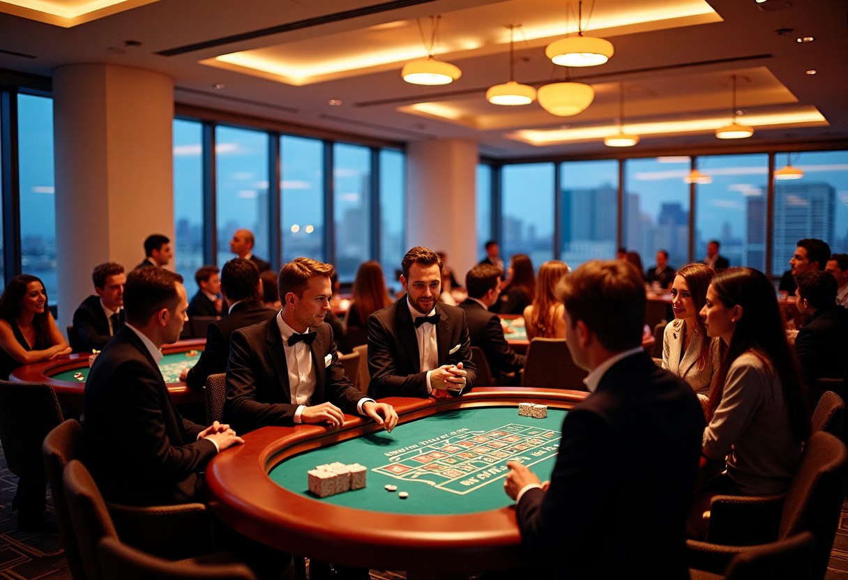 Corporate casino evening with guests at tables